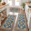 Blue Non‑Slip Washable Kitchen Rug Set of 3