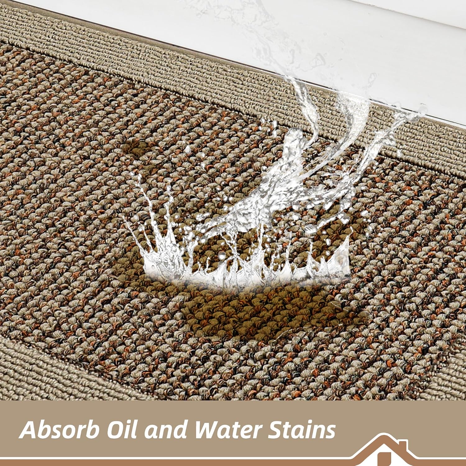 Taupe Non‑Slip Kitchen Rug Set of 2