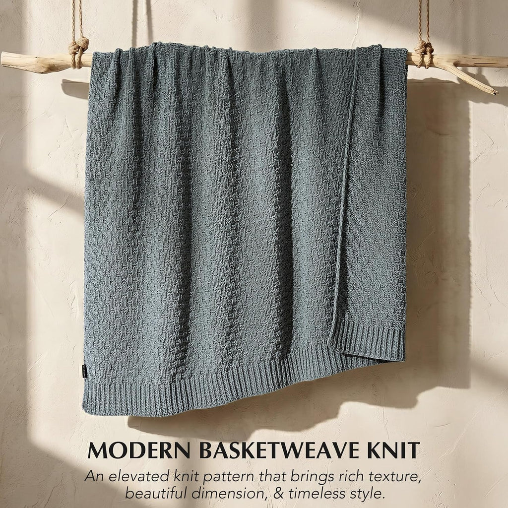 Dusk Blue Chunky Chenille Throw Blanket 50x60 Inch
