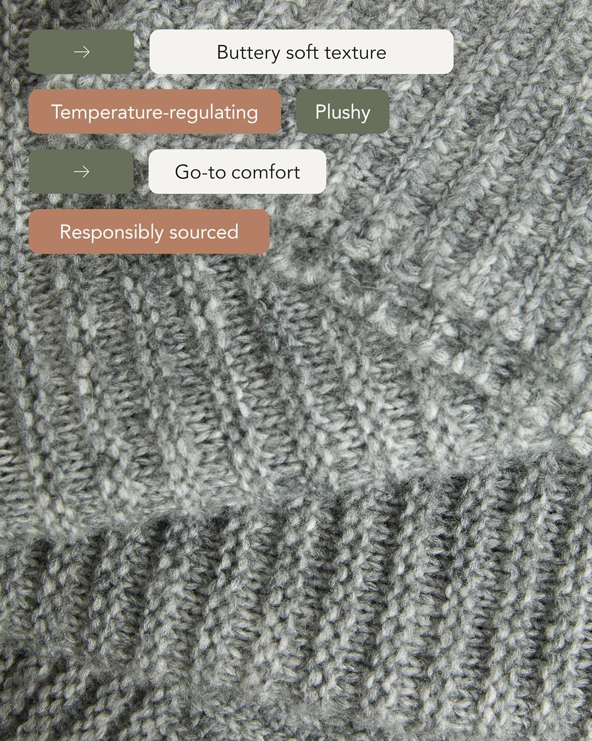 Melange Textured Soft Knit Throw Blanket