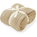 Beige Chenille Chevron Knit Throw Blanket 50x60 Inch